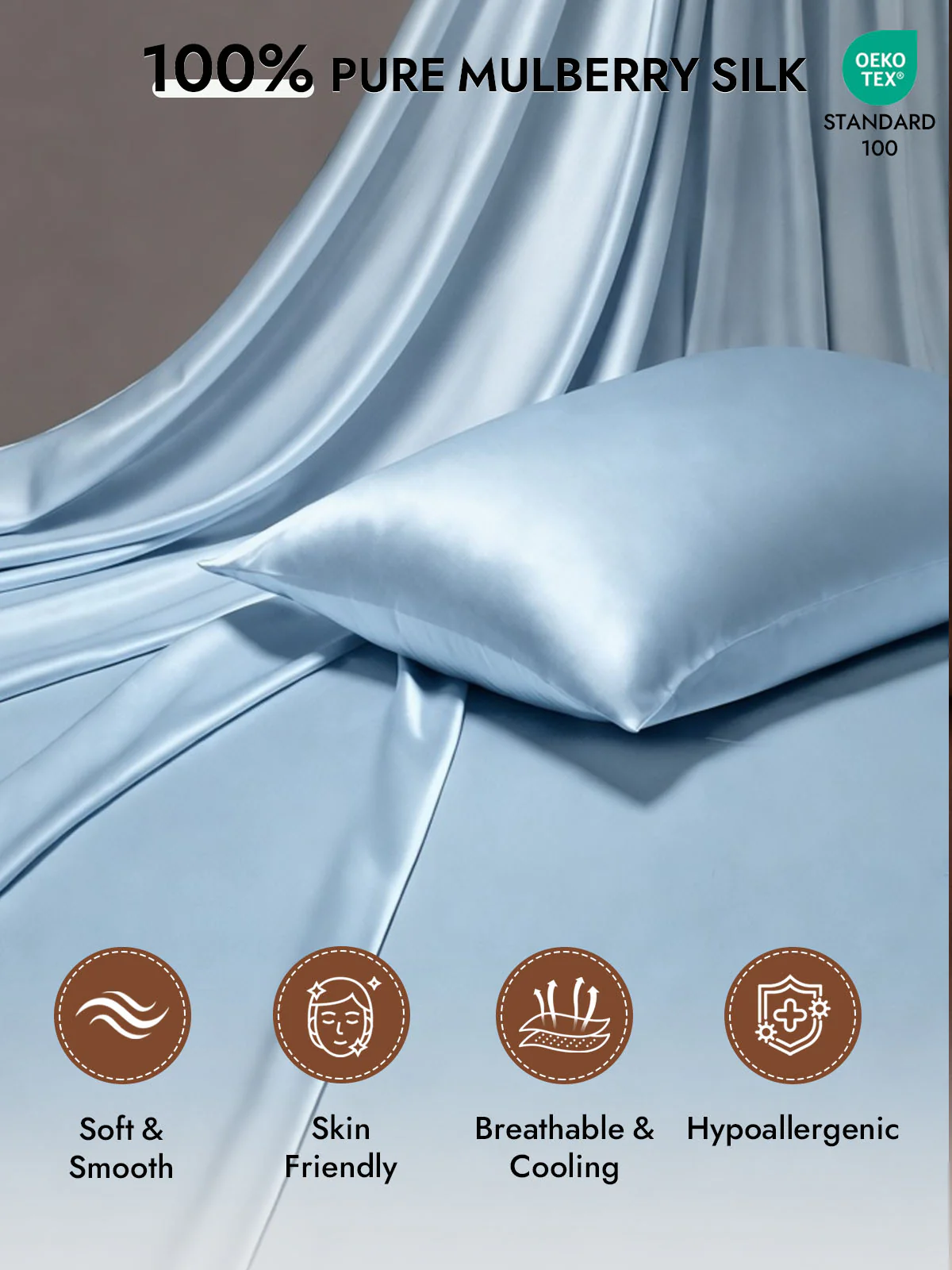 100% Mulberry Silk Pillowcase - Hidden Zipper - Image 130