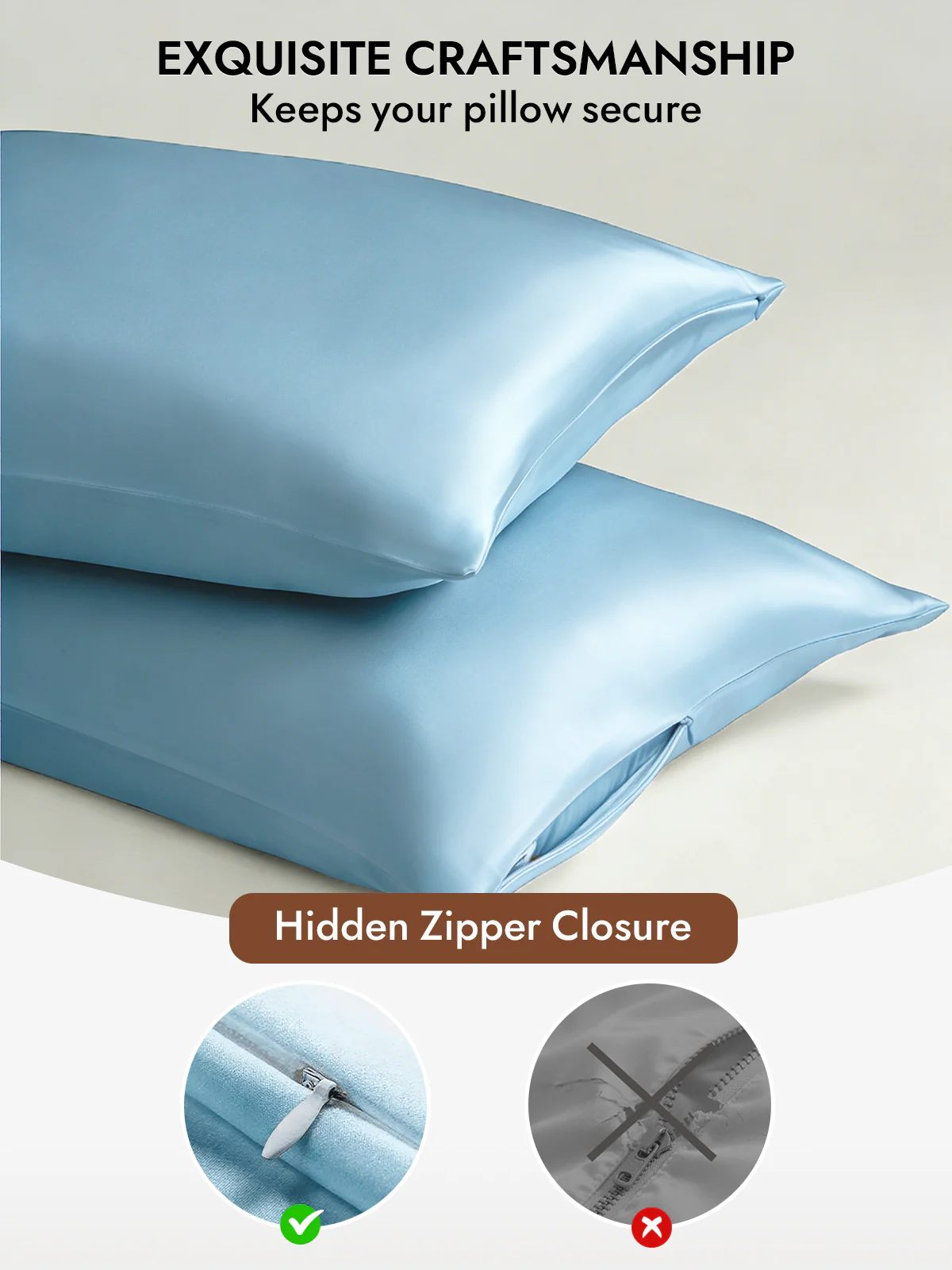 100% Mulberry Silk Pillowcase - Hidden Zipper - Image 134