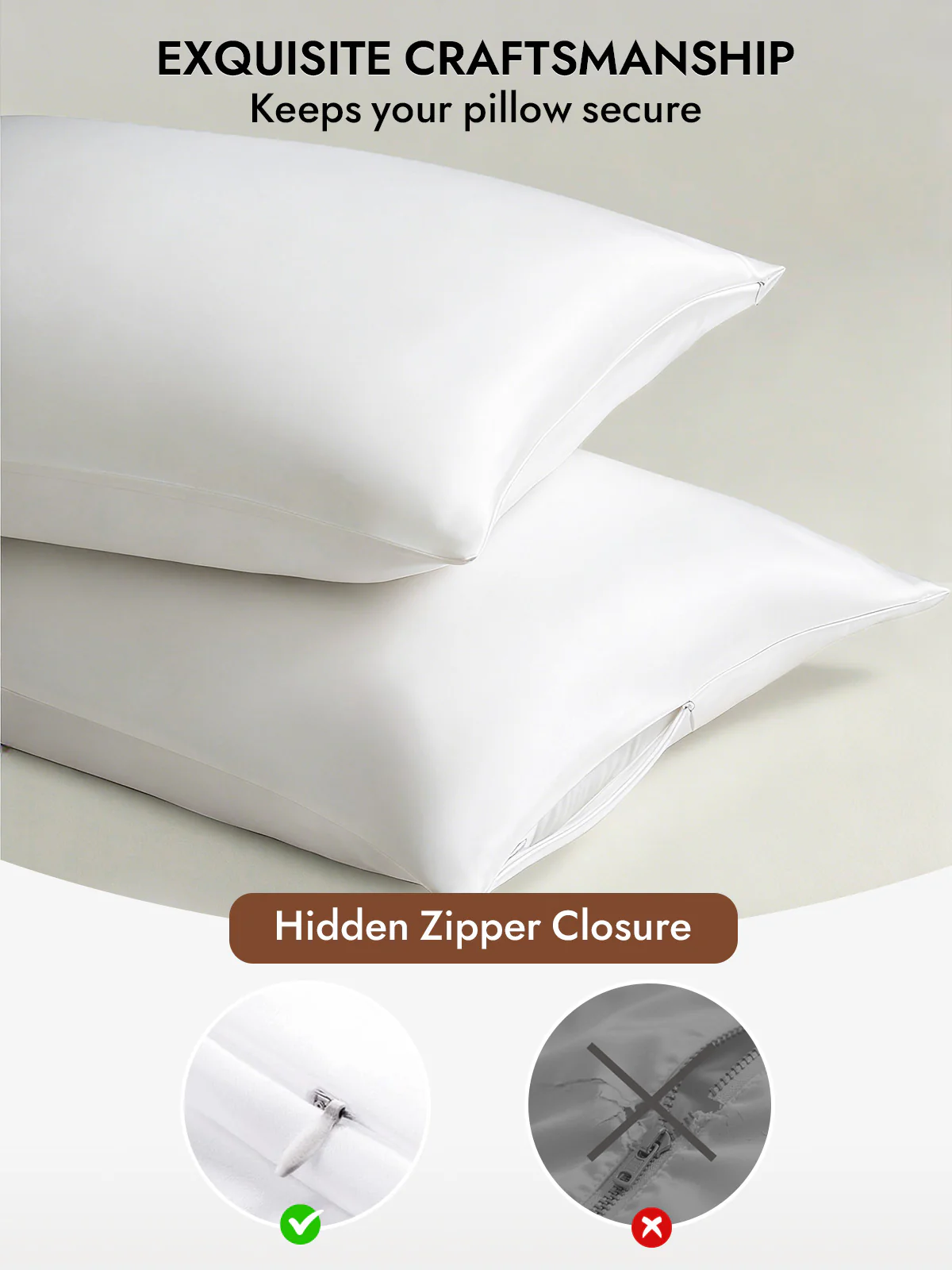 100% Mulberry Silk Pillowcase - Hidden Zipper - Image 14