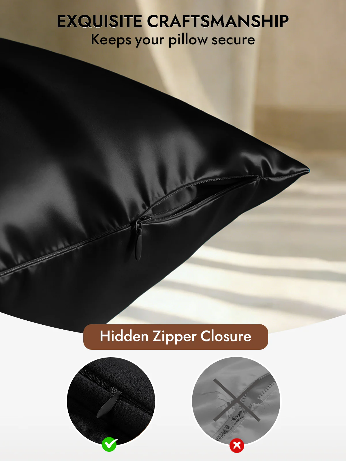 100% Mulberry Silk Pillowcase - Hidden Zipper - Image 22