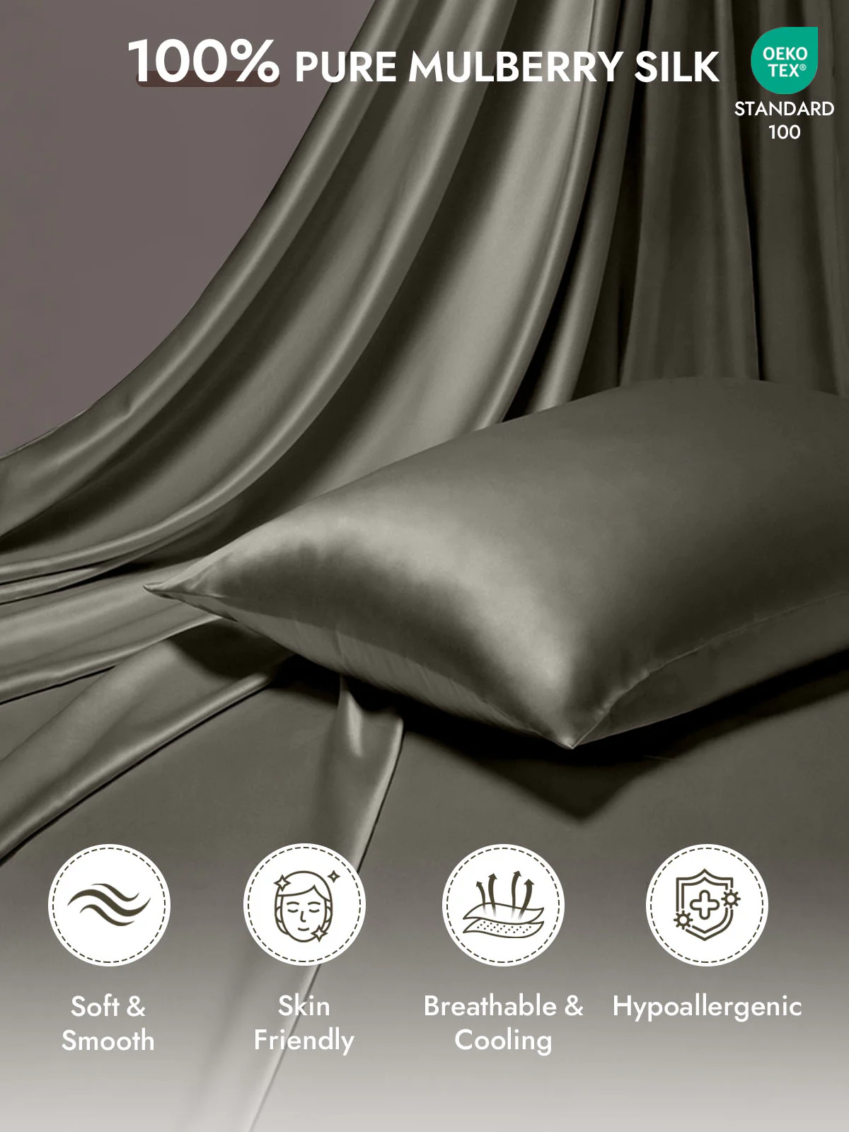 100% Mulberry Silk Pillowcase - Hidden Zipper - Image 26