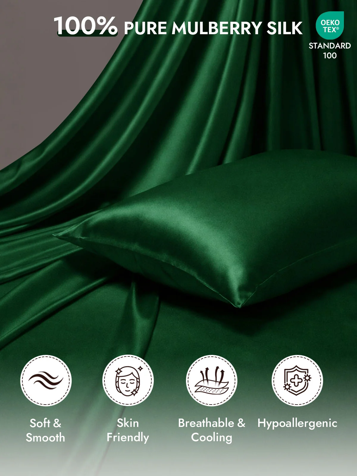 100% Mulberry Silk Pillowcase - Hidden Zipper - Image 34