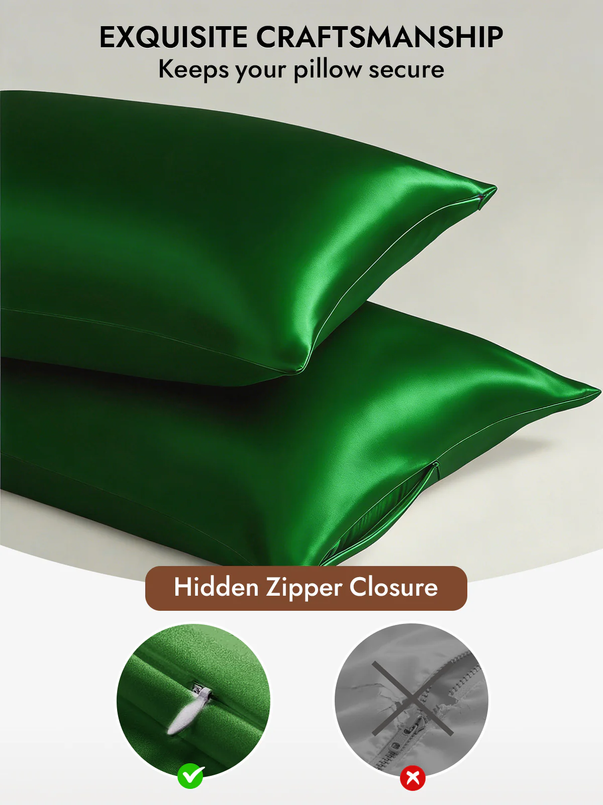 100% Mulberry Silk Pillowcase - Hidden Zipper - Image 38