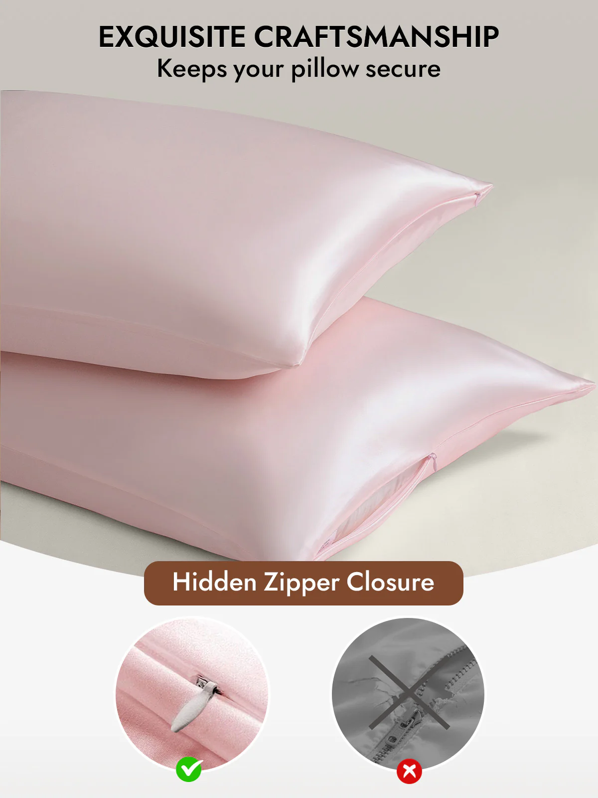 100% Mulberry Silk Pillowcase - Hidden Zipper - Image 46