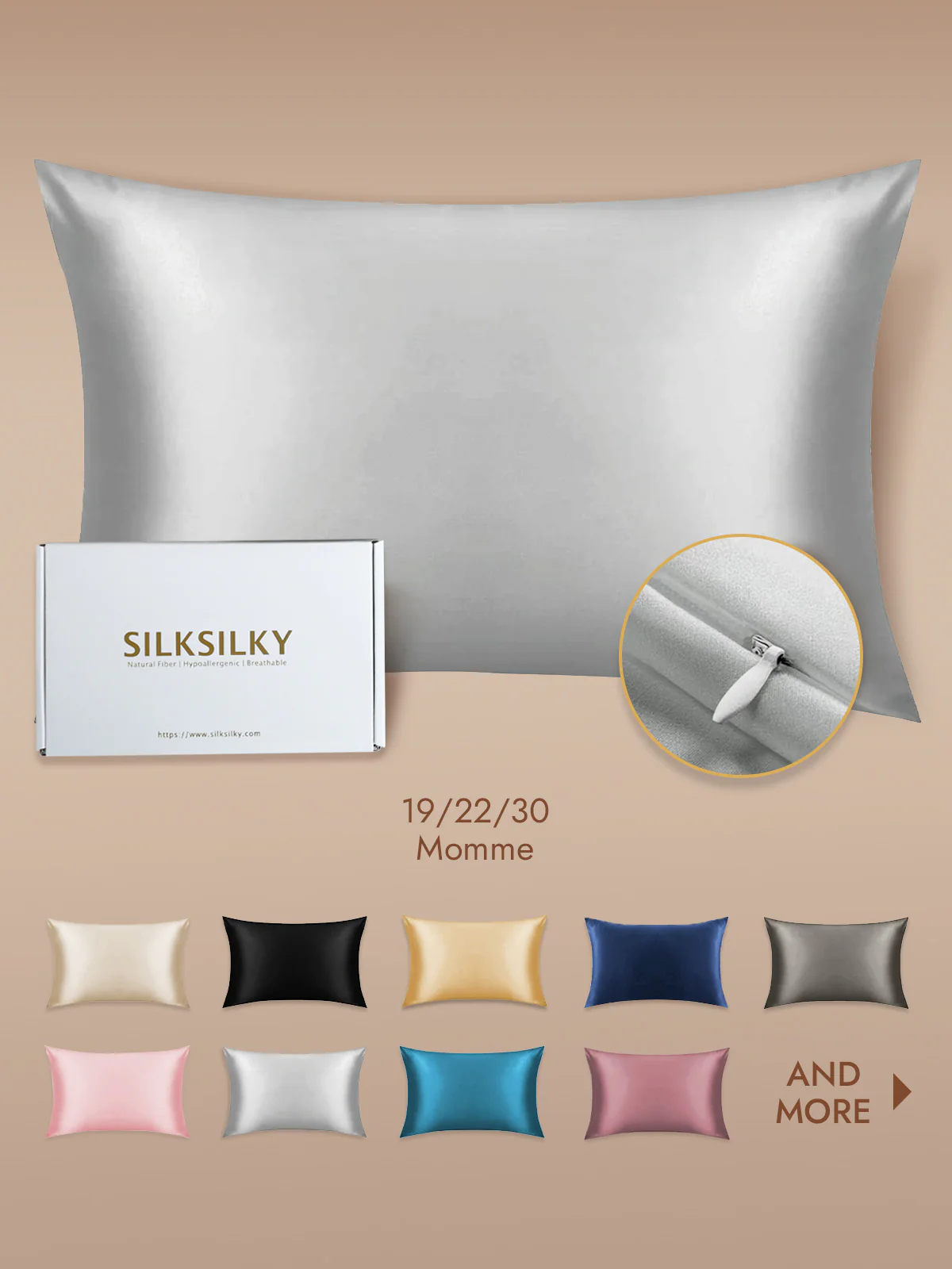 100% Mulberry Silk Pillowcase - Hidden Zipper - Image 65