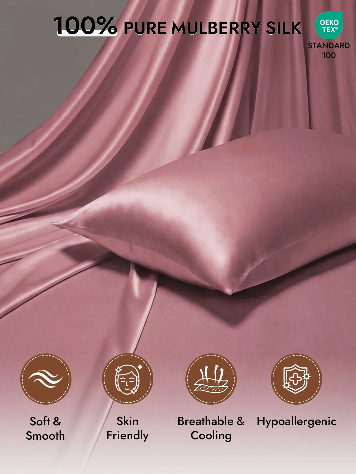 100% Mulberry Silk Pillowcase - Hidden Zipper - Image 74