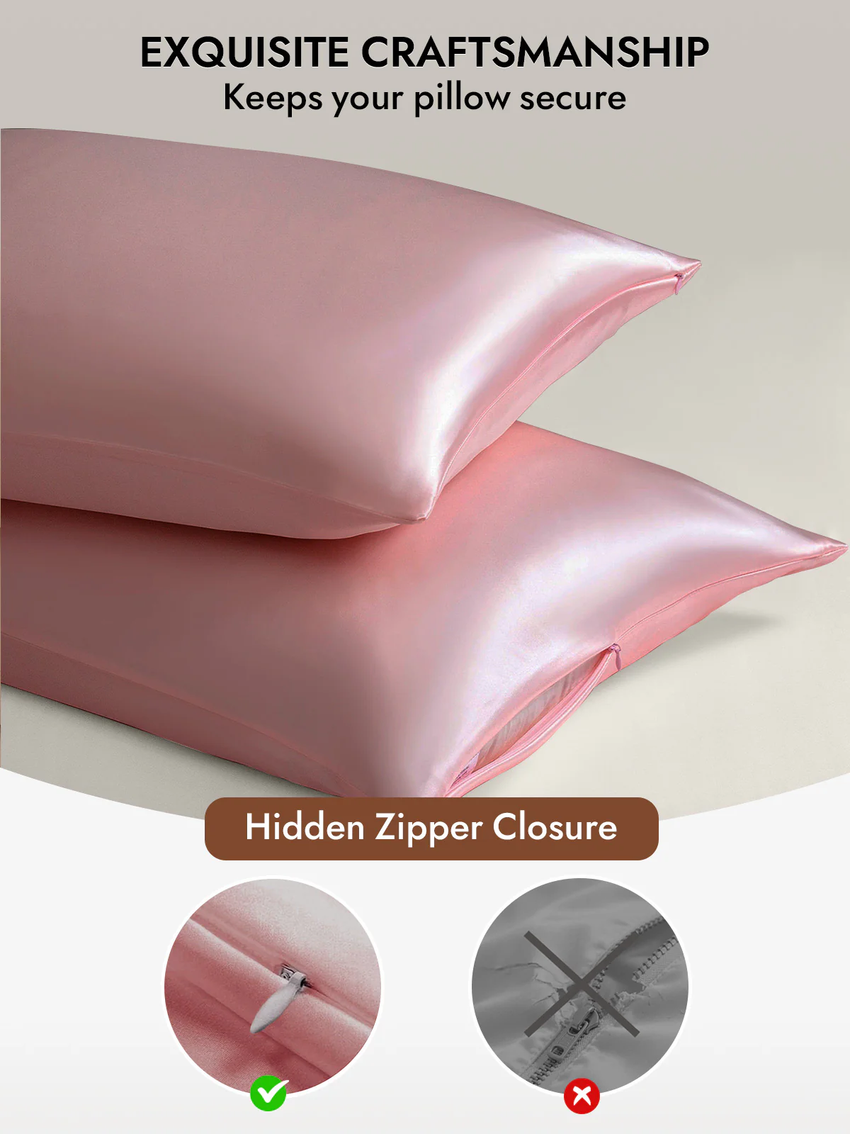 100% Mulberry Silk Pillowcase - Hidden Zipper - Image 78