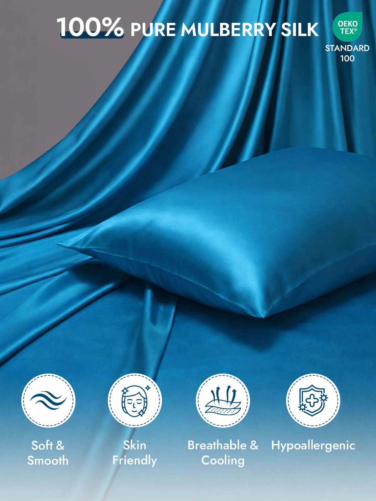 100% Mulberry Silk Pillowcase - Hidden Zipper - Image 82