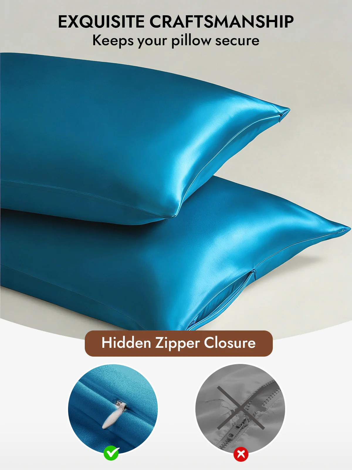 100% Mulberry Silk Pillowcase - Hidden Zipper - Image 86