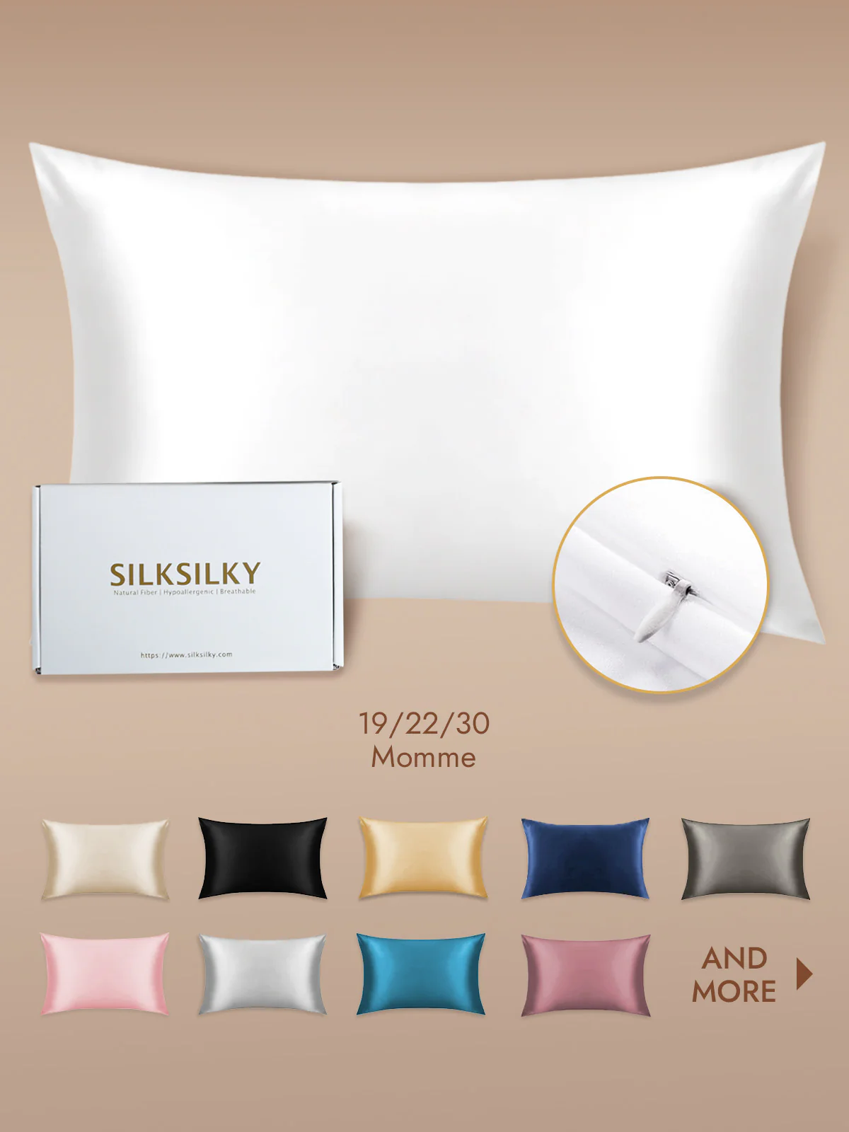 100% Mulberry Silk Pillowcase - Hidden Zipper - Image 9