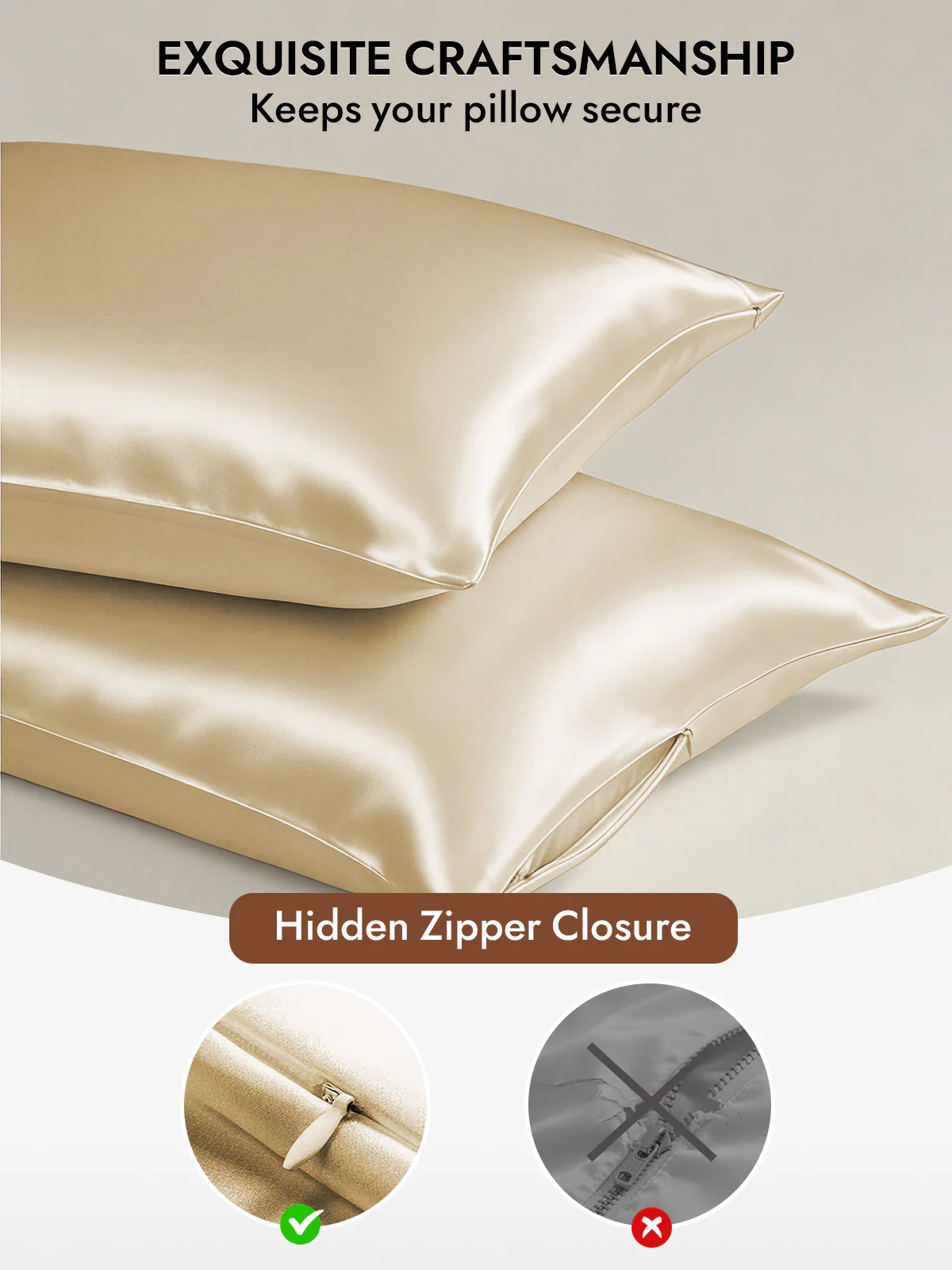 100% Mulberry Silk Pillowcase - Hidden Zipper - Image 94