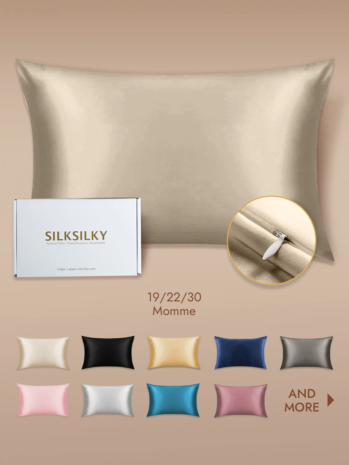 100% Mulberry Silk Pillowcase - Hidden Zipper - Image 97