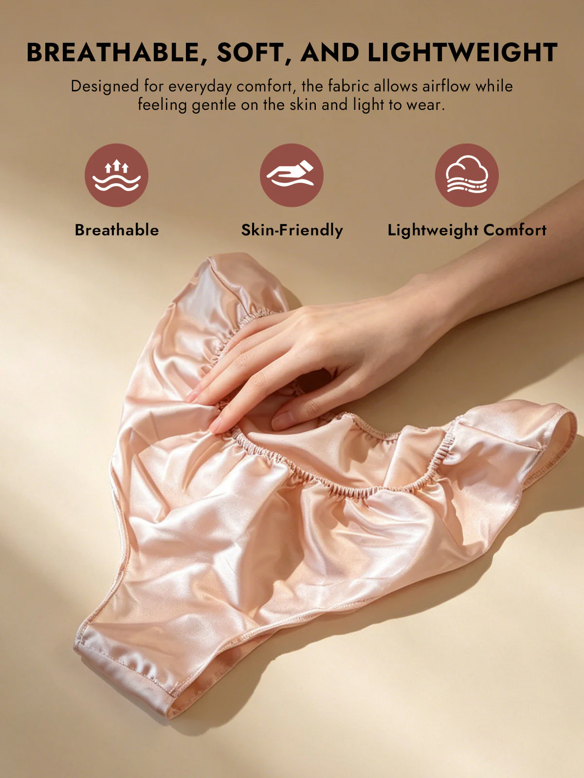 100% Mulberry Silk Low-Rise Ruffle Trim Panty - Image 3