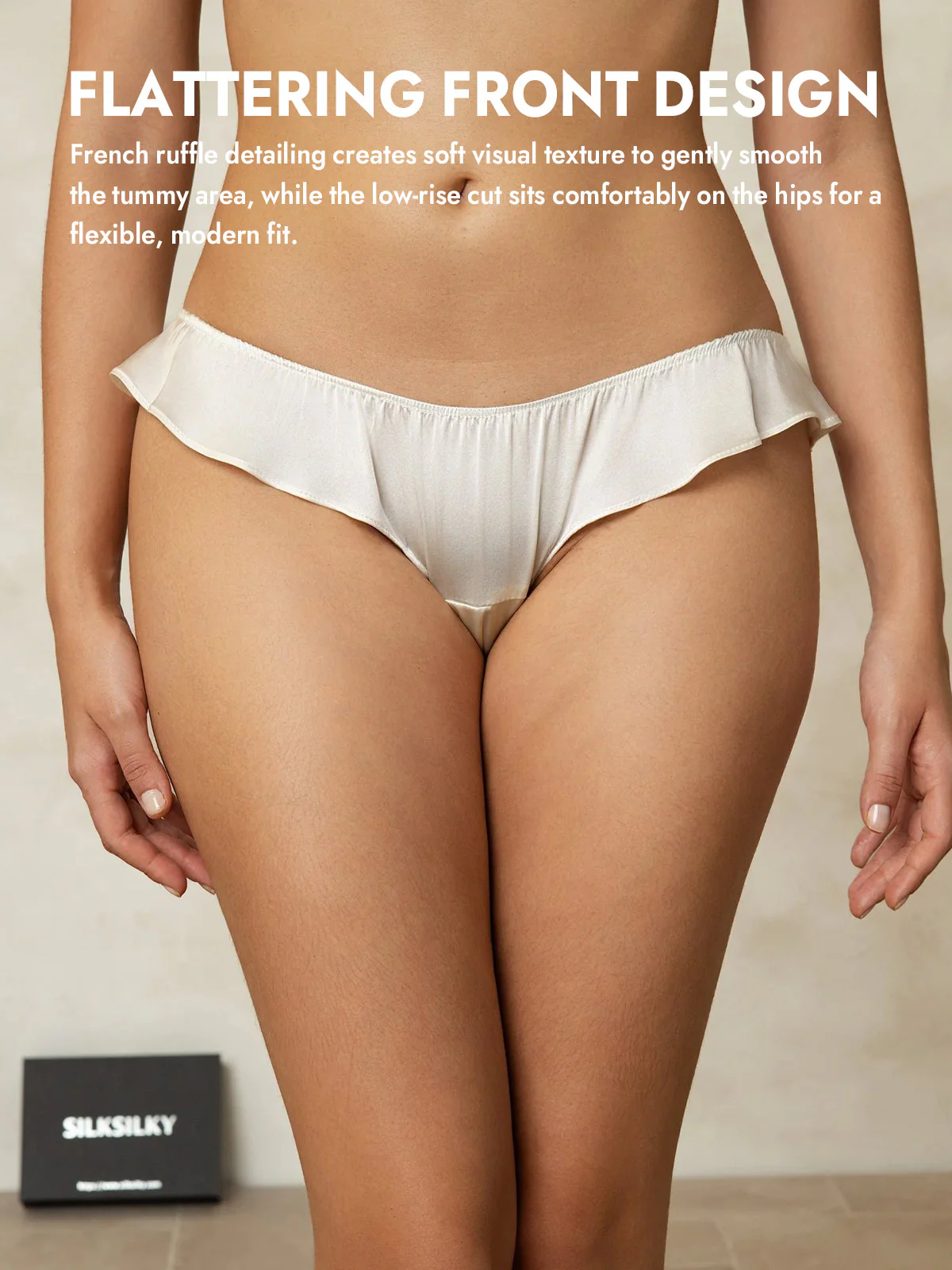 100% Mulberry Silk Low-Rise Ruffle Trim Panty - Image 33