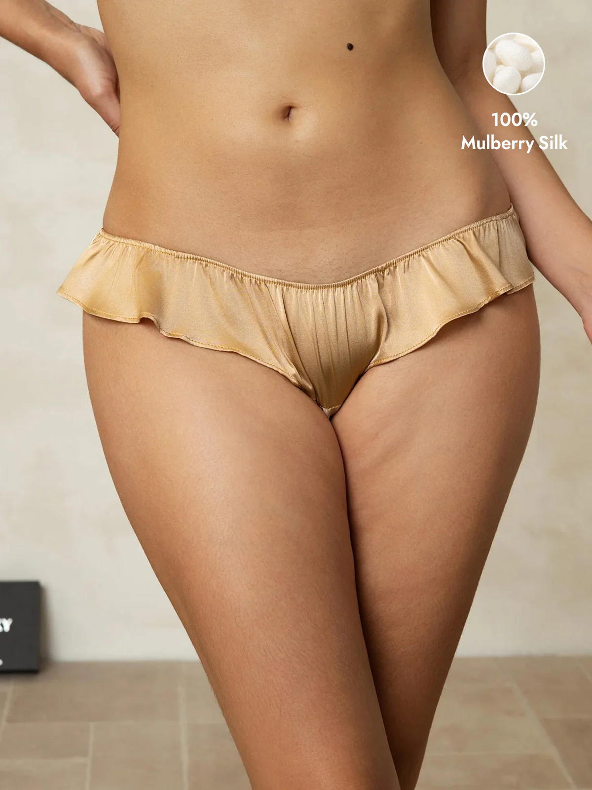 100% Mulberry Silk Low-Rise Ruffle Trim Panty - Image 37