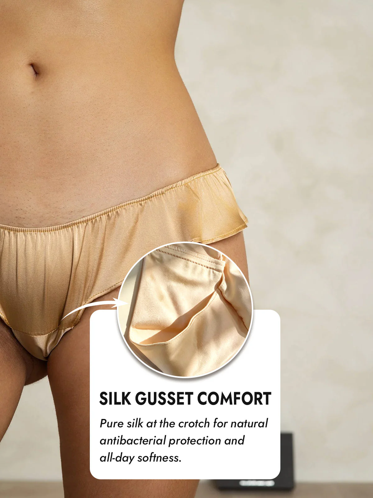 100% Mulberry Silk Low-Rise Ruffle Trim Panty - Image 40