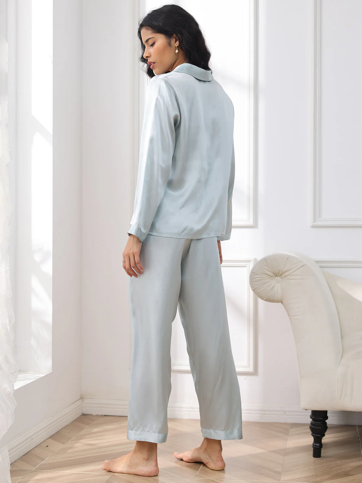 Pure Silk Long Sleeve Women's Pajamas Set - Image 41