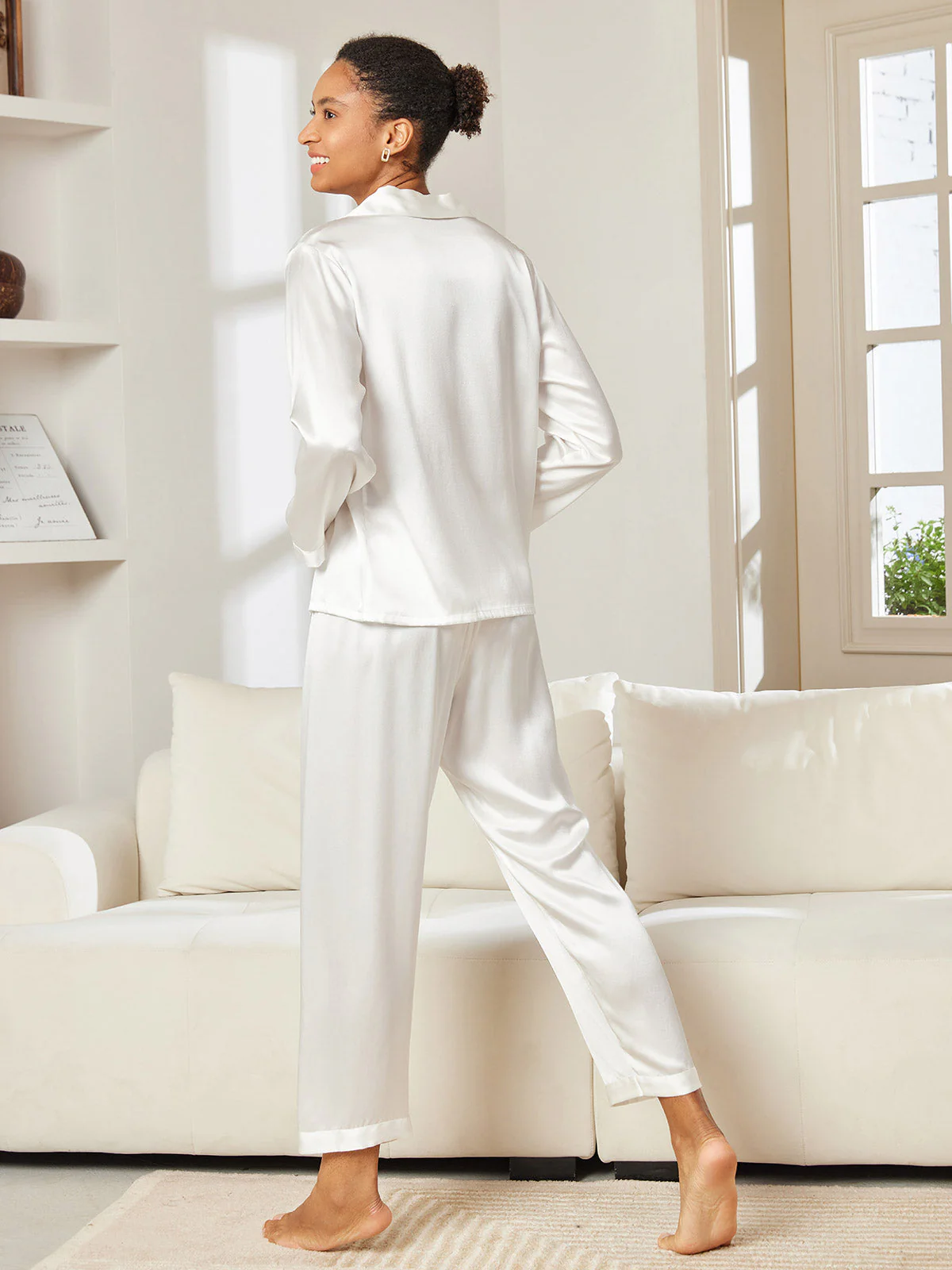 Pure Silk Long Sleeve Women's Pajamas Set - Image 55