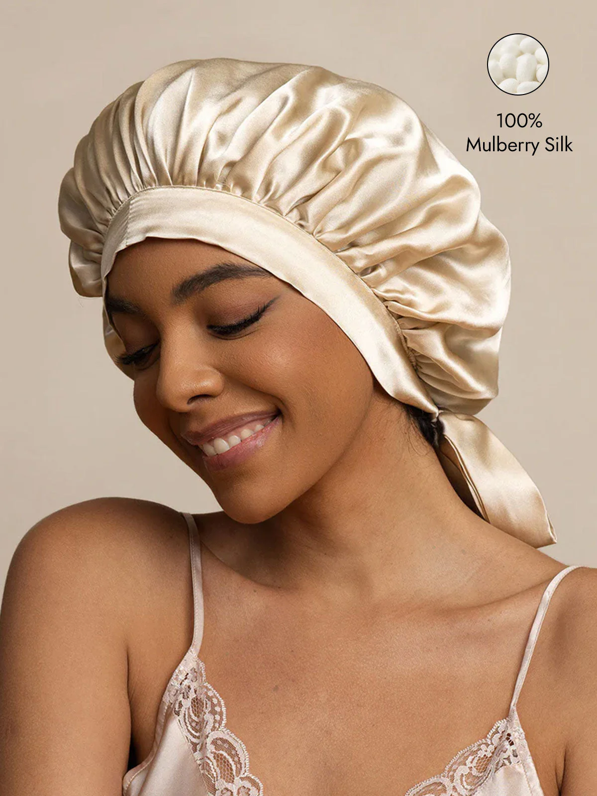 Women's 100% Mulberry Silk Bonnet with Long Ribbons - Image 36