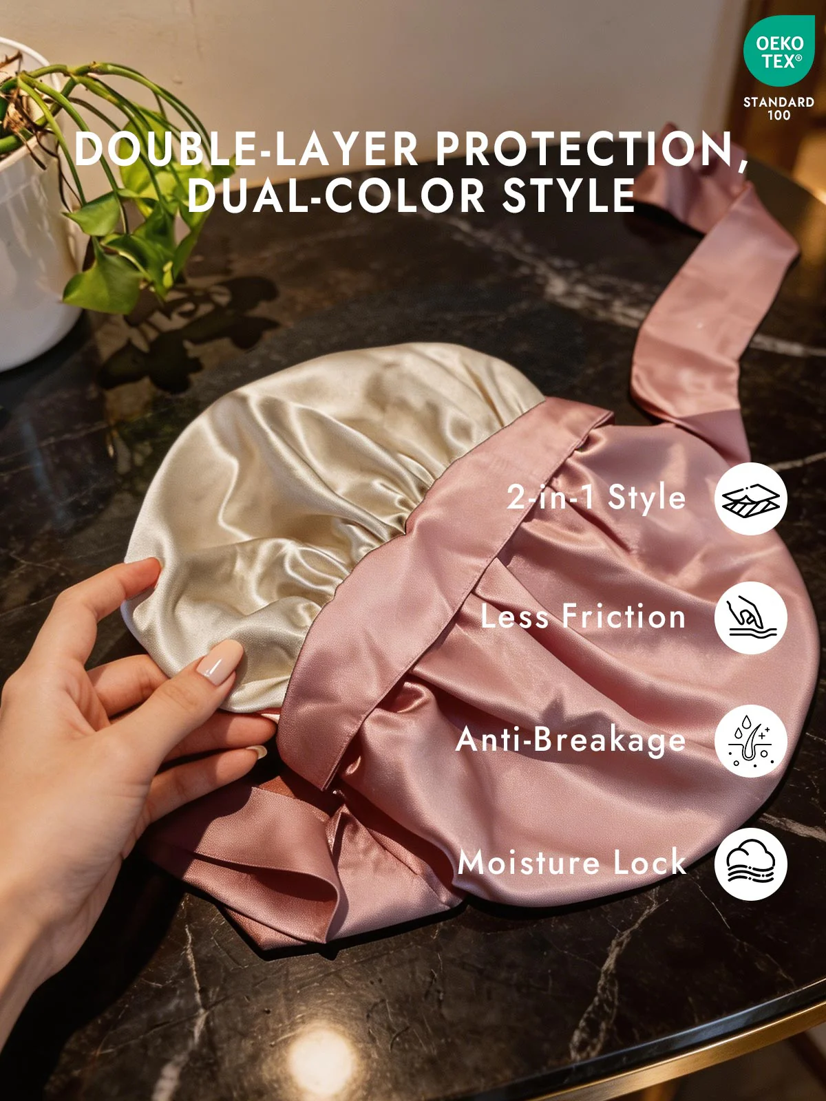 Women's Silk Casual Bonnet with Long Ribbons (Two-tone and Double-sided) - Image 16