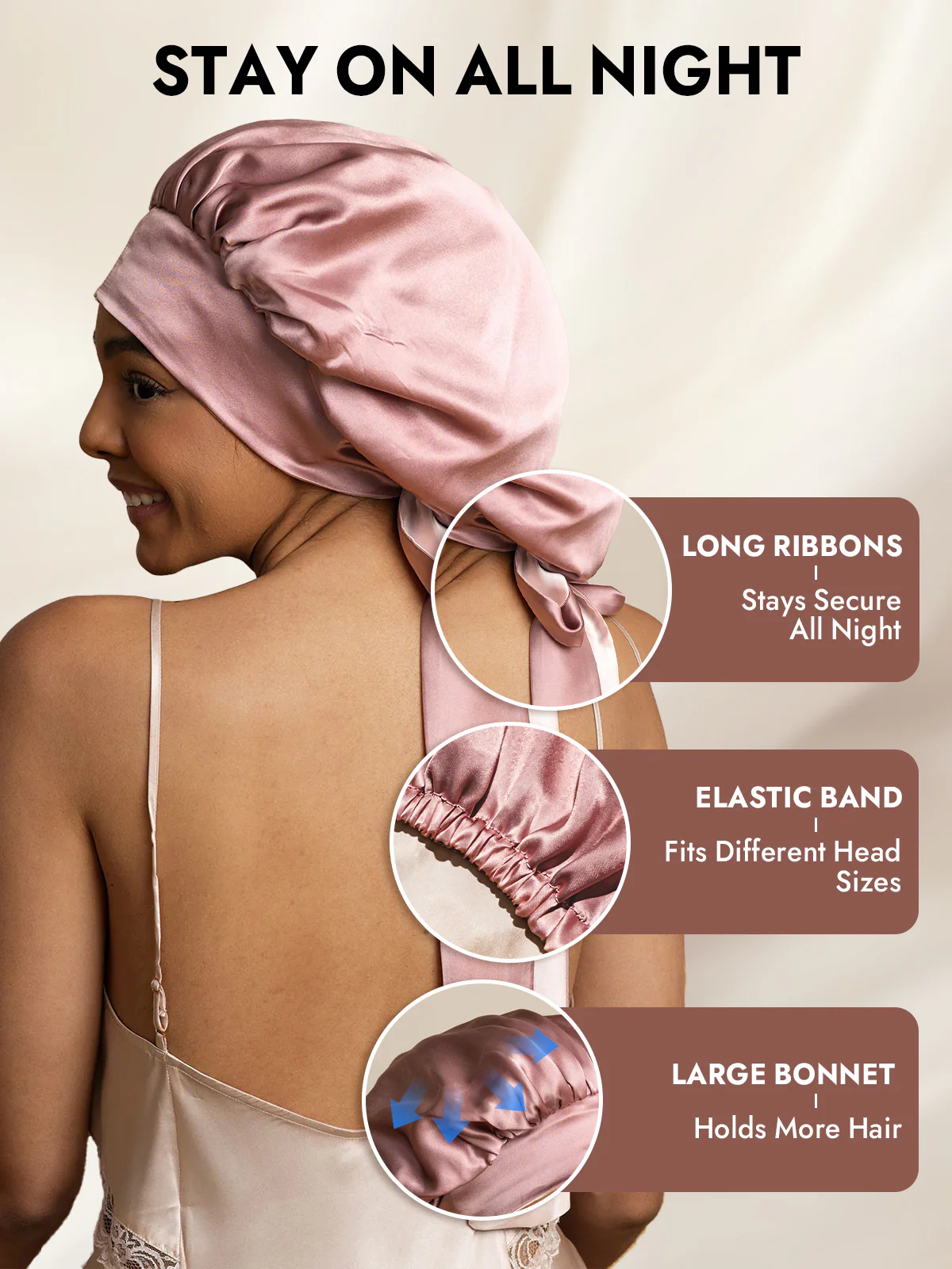 Women's Silk Casual Bonnet with Long Ribbons (Two-tone and Double-sided) - Image 17